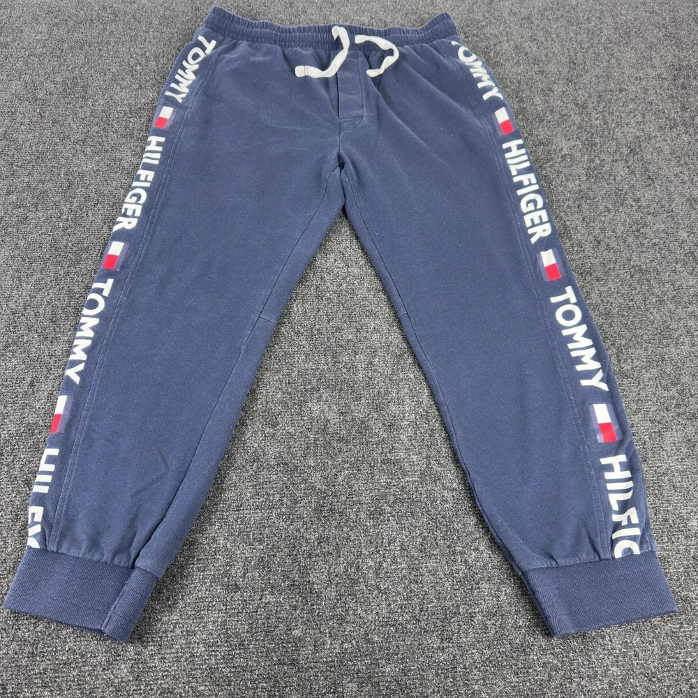 Tommy Hilfiger Mens Navy Blue Logo Tape Sleepwear Jogger Pants Size Large L‎